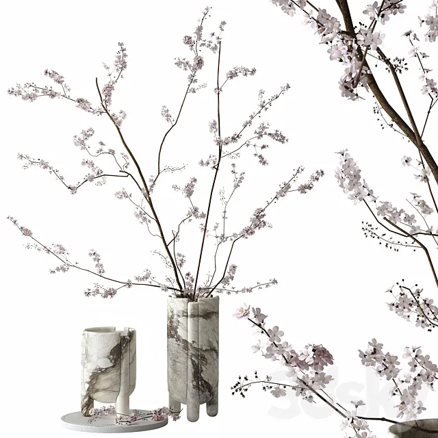 Decorative set with blossoming branches 3ds Max