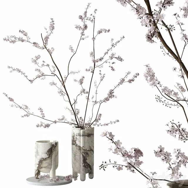 Decorative set with blossoming branches 3dsMax Model