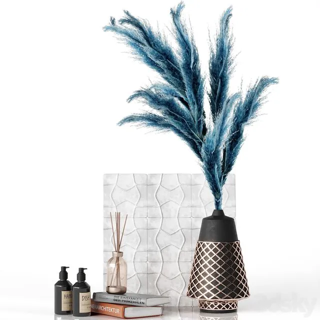 Decorative set with blue pampas 3dsMax Model