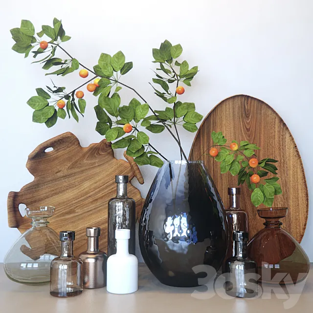 Decorative set with bottles 3ds Max