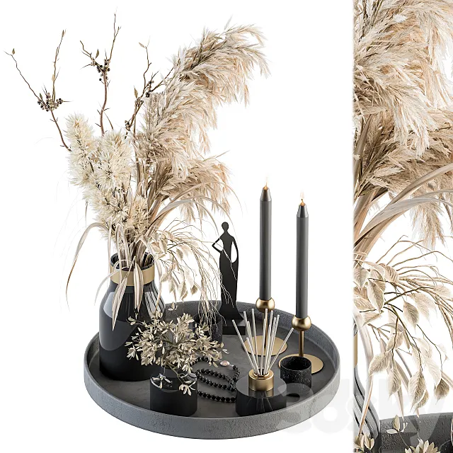 Decorative Set with Bouquet in Tray – Set 60 3DS Max Model