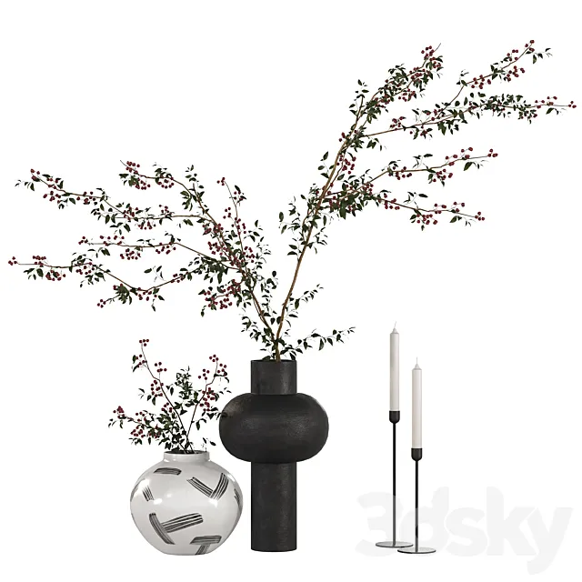 Decorative set with branches and berries 3dsMax Model