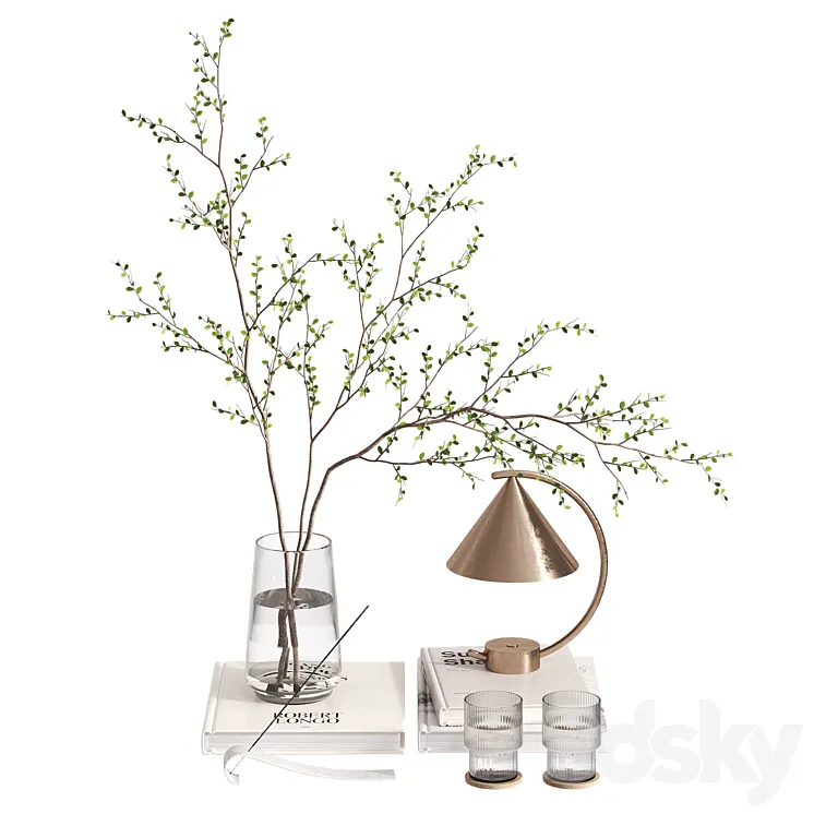 Decorative set with branches and Meridian Lamp 3DS Max Model
