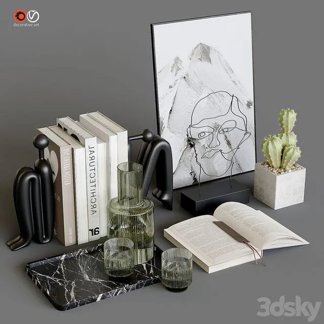 decorative set with cactus 3dsMax Model