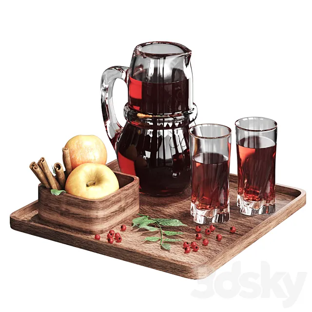 Decorative set with compote and apples 3dsMax Model