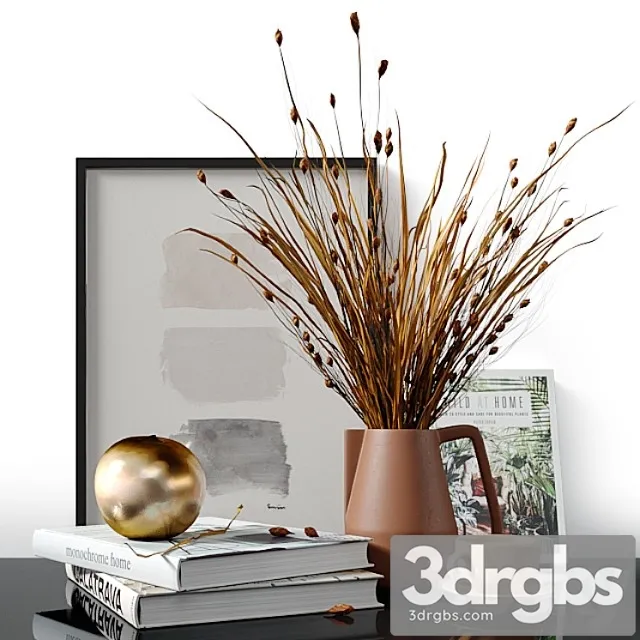 Decorative set with dried bell grass and splinter grass 3dsmax Download