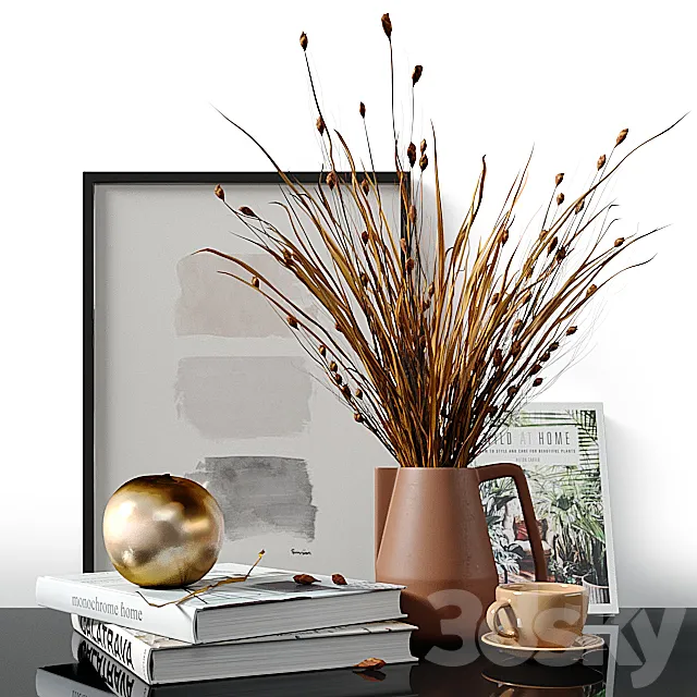 Decorative set with dried Bell Grass and Splinter Grass 3DSMax File