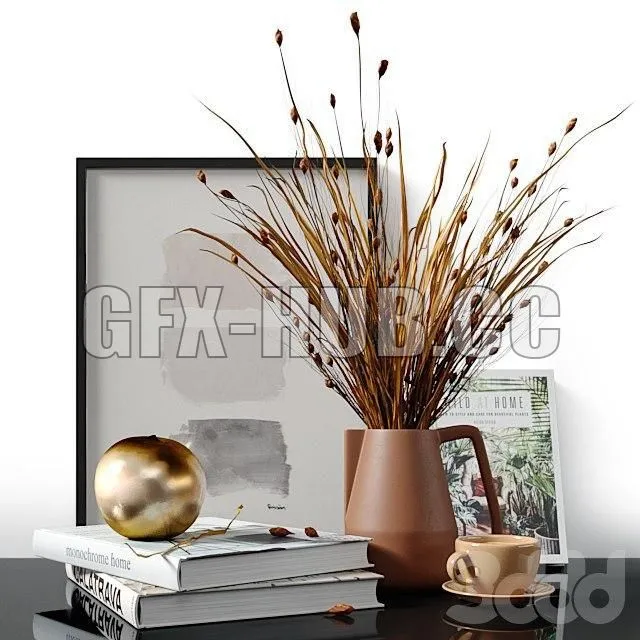 Decorative set with dried Bell Grass and Splinter Grass 3dsMax Model