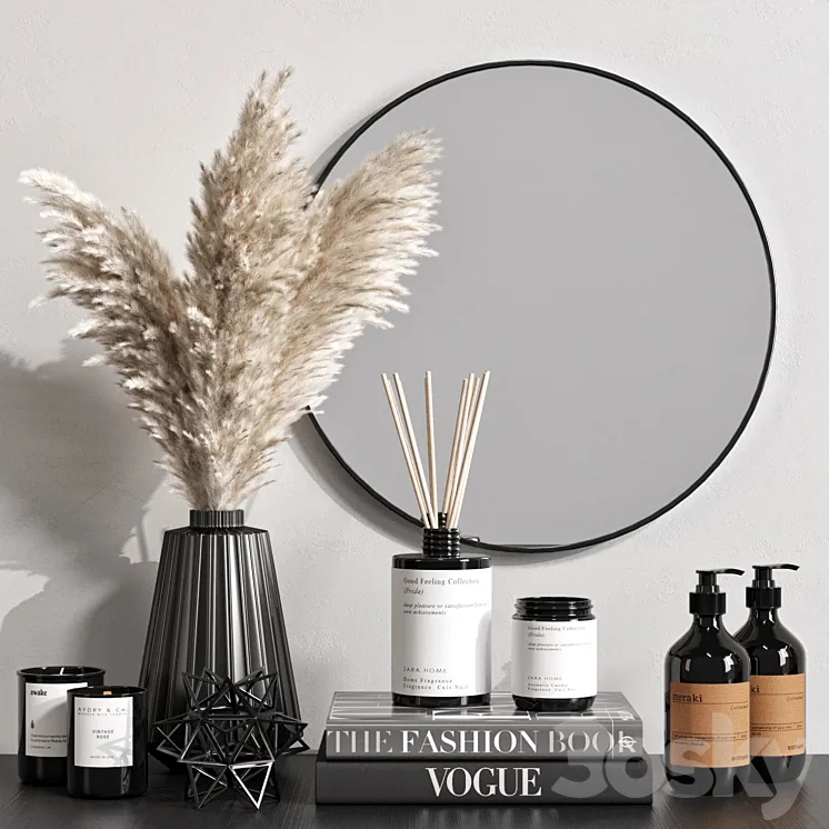 Decorative set with dried flowers 07 3DS Max