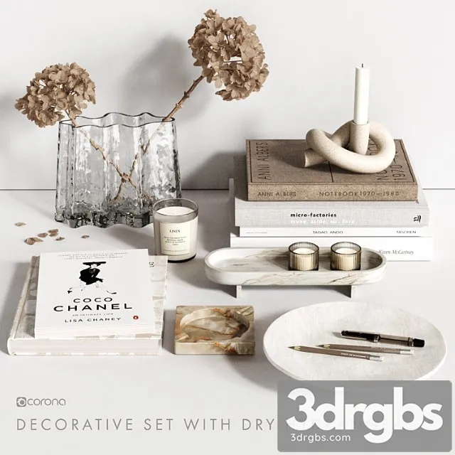 Decorative Set With Dry Hydrangea 3dsmax Download