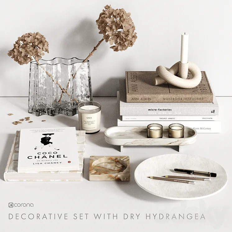 Decorative Set with dry Hydrangea 3DS Max