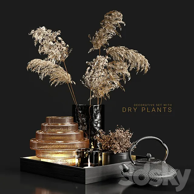 Decorative set with dry plants 3 3DSMax File