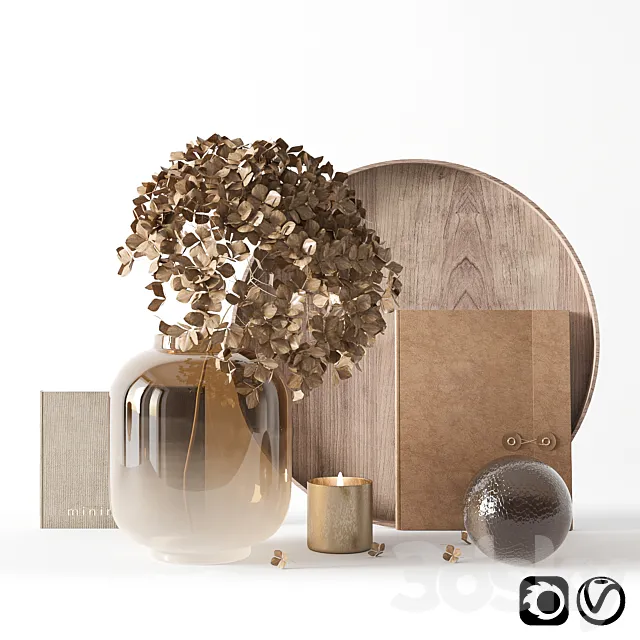 Decorative set with dryed hydrangea 3DS Max Model