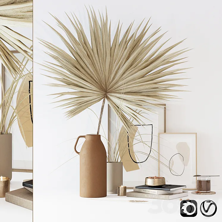 Decorative set with dryed palm 3DS Max