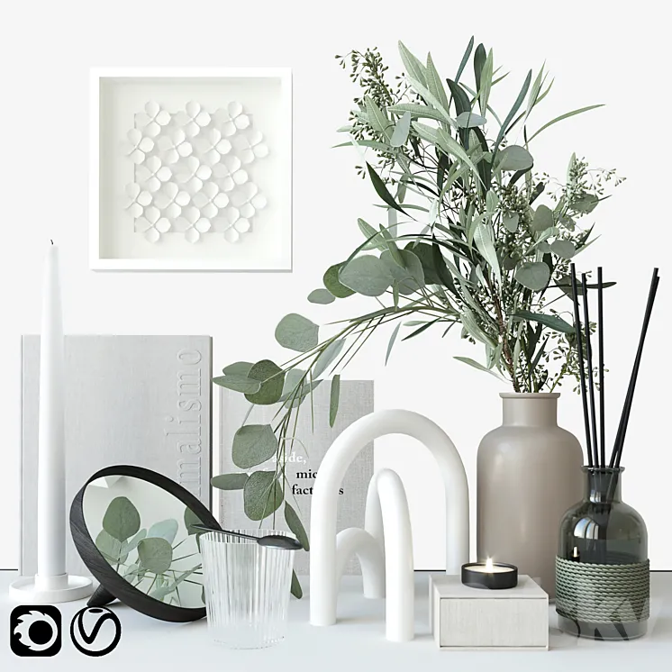 Decorative set with eucalyptus 3DS Max