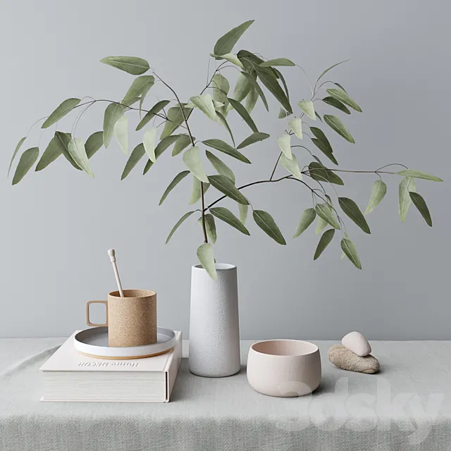 decorative set with eucalyptus branch 3DSMax File