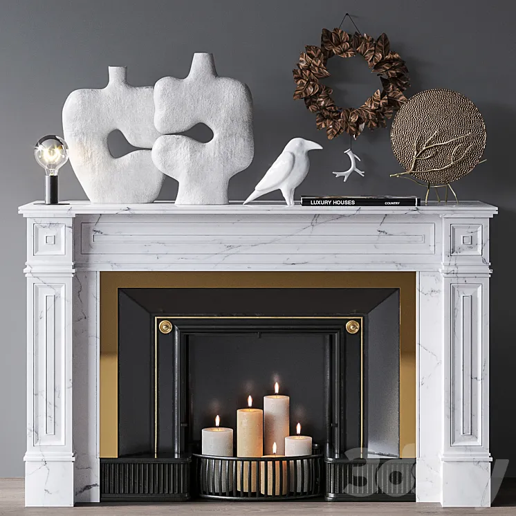 Decorative set with fireplace 3DS Max