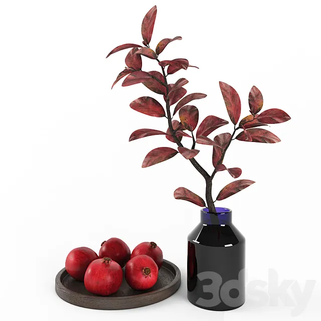 Decorative set with garnets 3ds Max