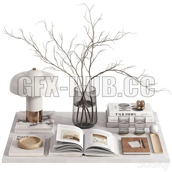 Decorative set with Giovanni Table Lamp 3dsMax Model