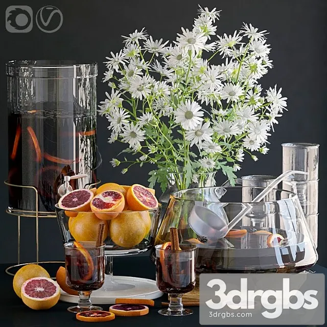 Decorative set with grapefruits. 3dsmax Download