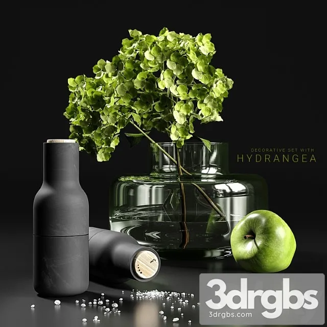 Decorative set with hydrangea 3dsmax Download