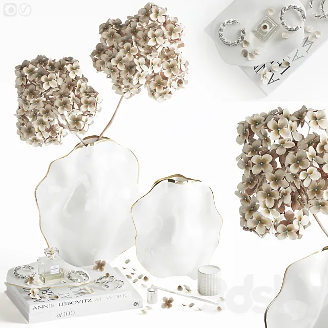 Decorative set with hydrangea 3ds Max