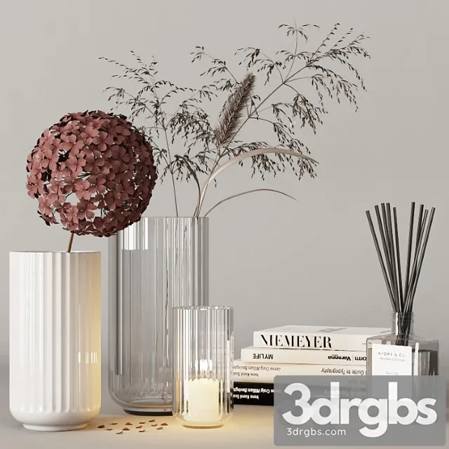 Decorative set with hydrangea and field plants 08