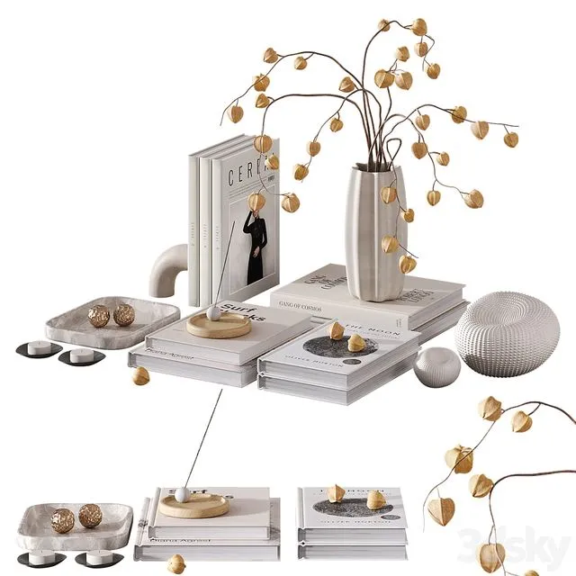 Decorative Set with Lantern Faux Bouquet 3dsMax Model