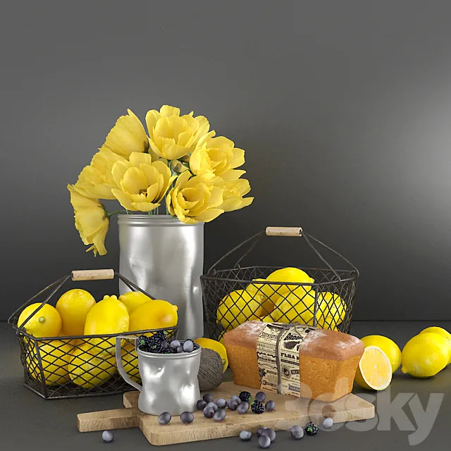 Decorative set with lemons 3DSMax File