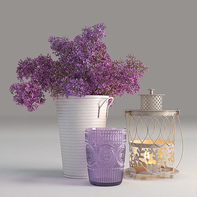 Decorative set with lilac 3ds Max