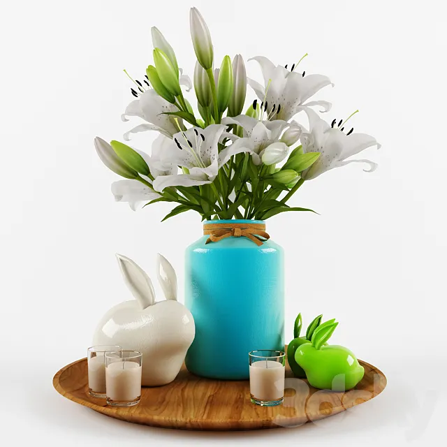 Decorative set with lilies 3DS Max Model