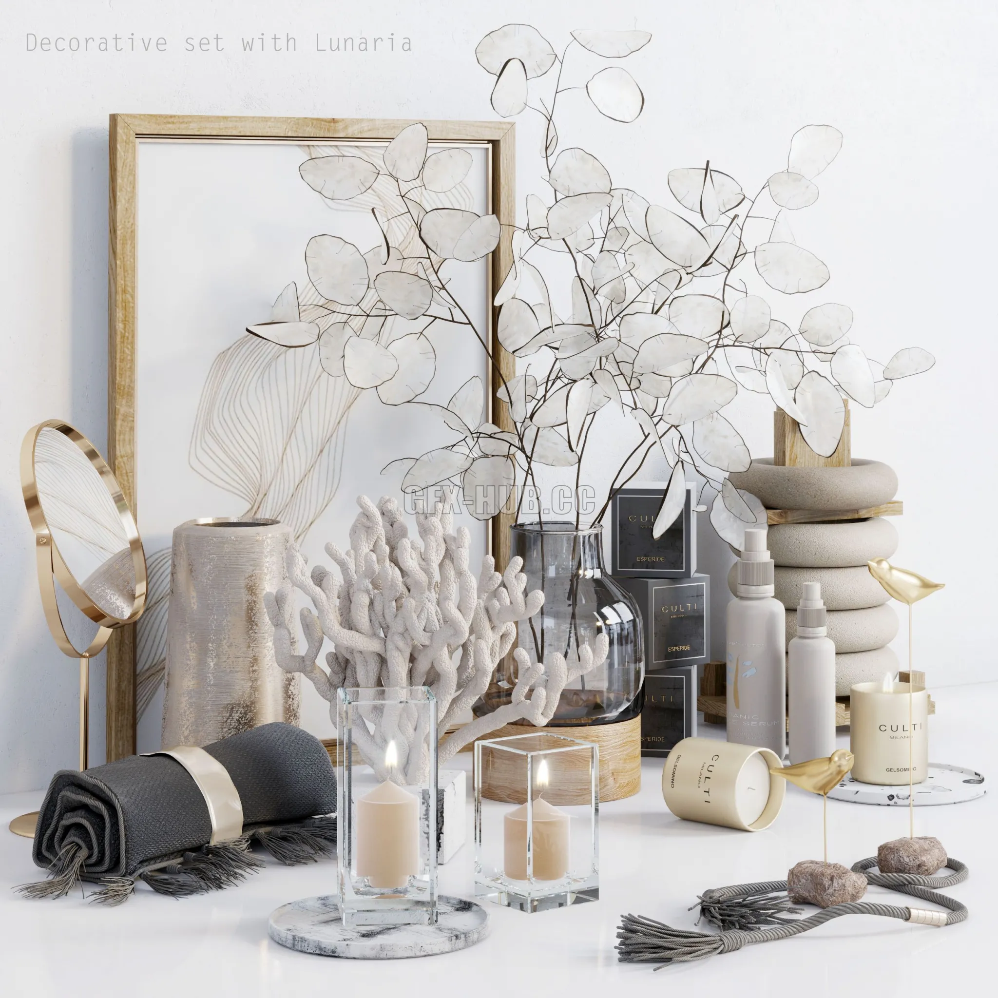Decorative set with Lunaria 3dsMax Model