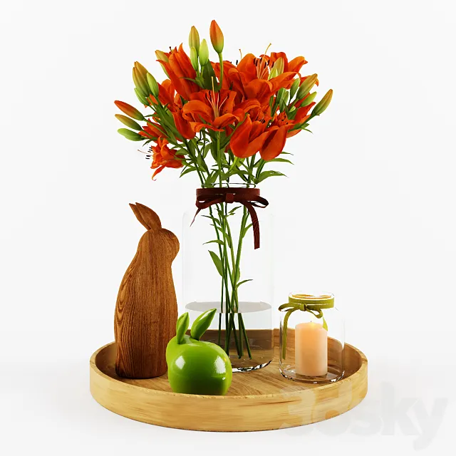 Decorative set with orange lilies 3ds Max