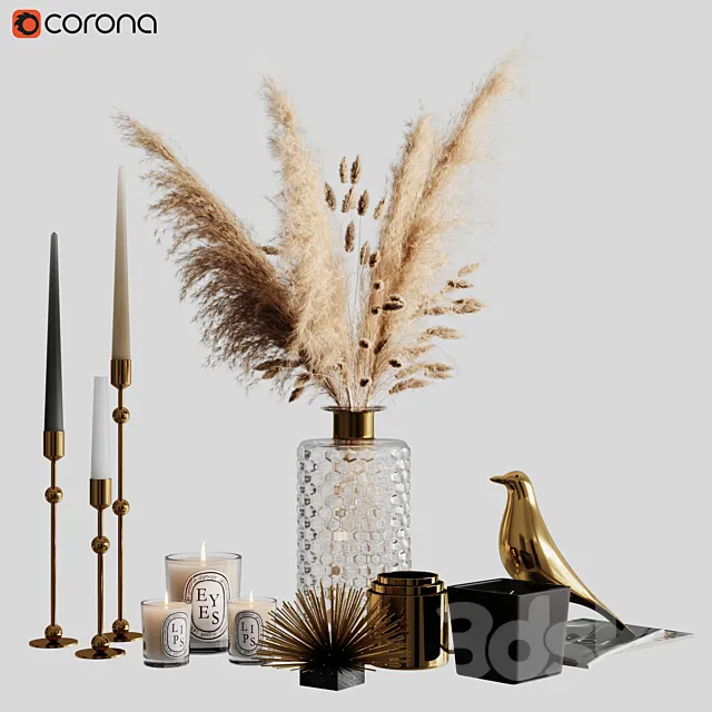 Decorative set with pampas 02 3ds Max