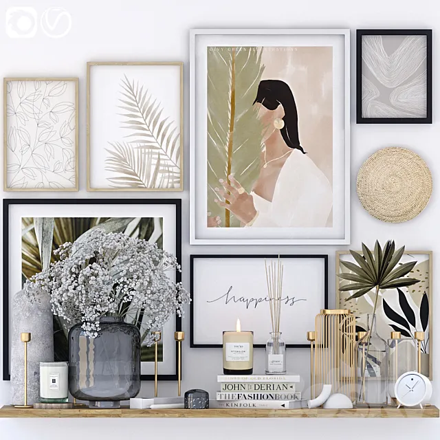 Decorative set with posters 2 3ds Max