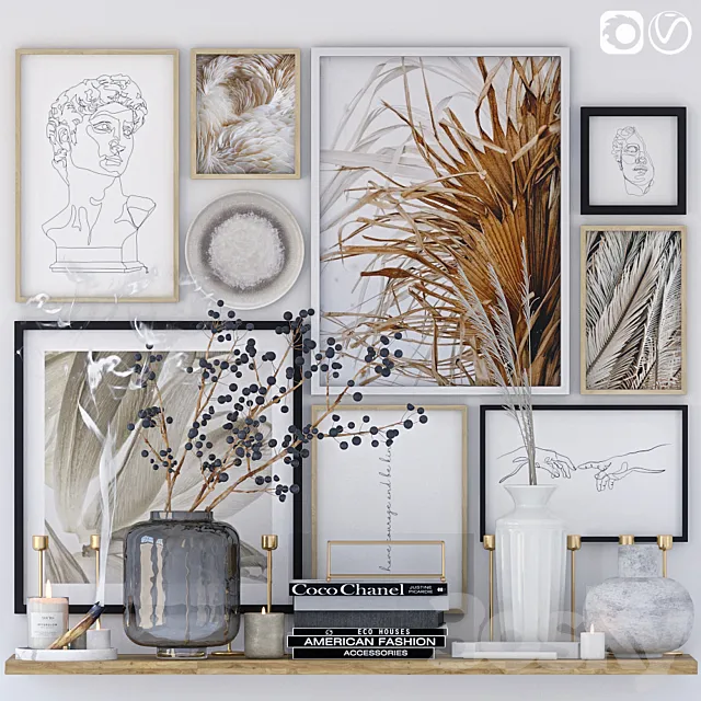 Decorative set with posters 3 3ds Max