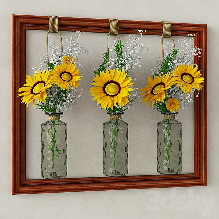 Decorative set with sunflowers 3DS Max