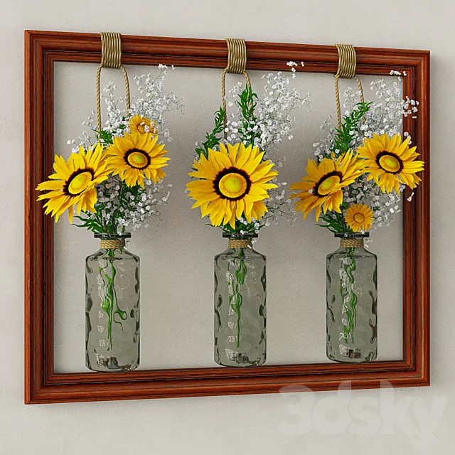 Decorative set with sunflowers 3DSMax File