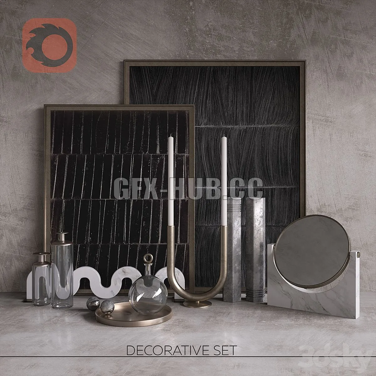 Decorative set with table mirror 3dsMax Model