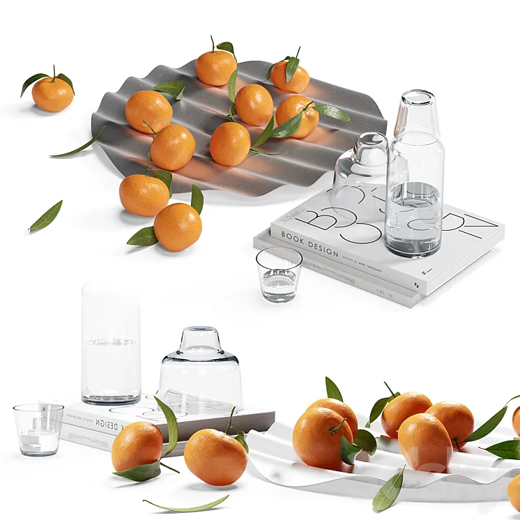 Decorative set with tangerines 3DS Max Model
