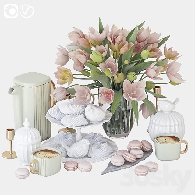 Decorative set with tulips 2 3ds Max