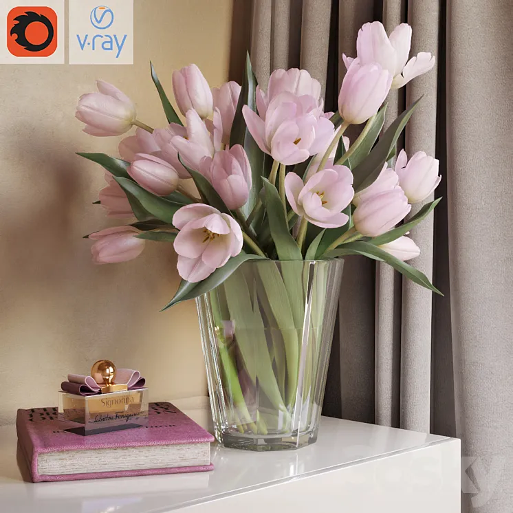 Decorative set with tulips 3DS Max