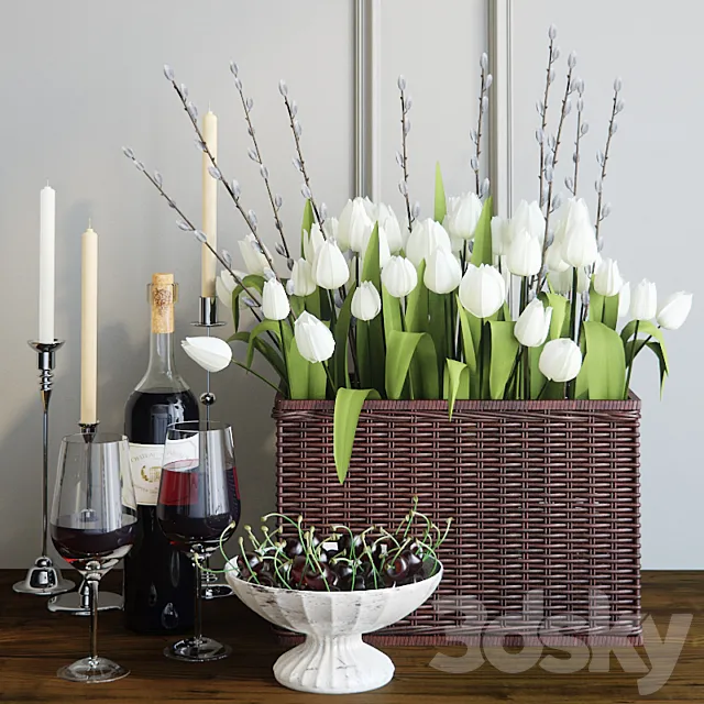 Decorative set with tulips 3ds Max