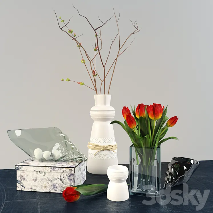 Decorative set with tulips 3DS Max