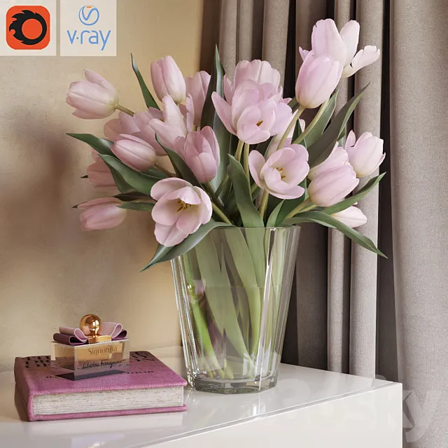 Decorative set with tulips 3DSMax File