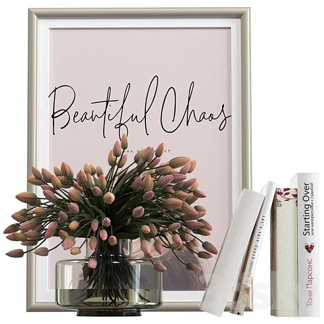 Decorative set with tulips and books 3ds Max