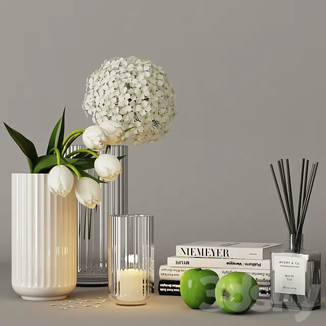 Decorative set with tulips and hydrangea 3ds Max