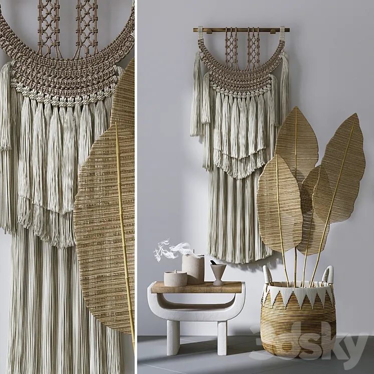Decorative set with Wall Hanging Macrame # 4 3DS Max