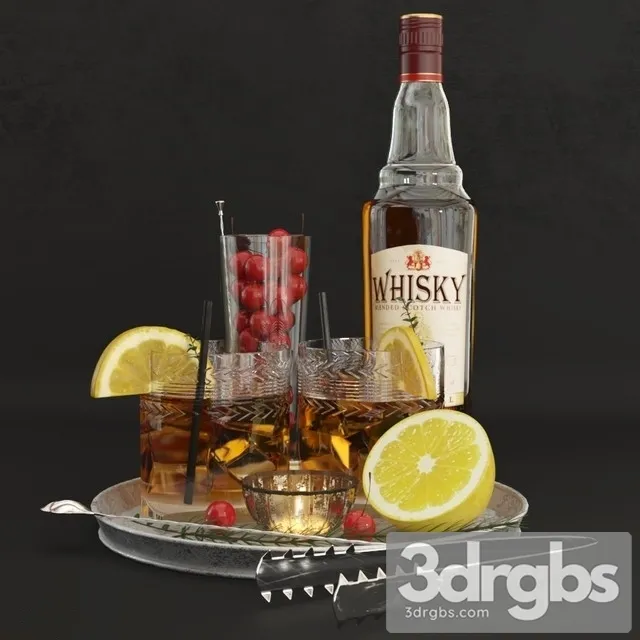 Decorative Set With Whiskey 3dsmax Download