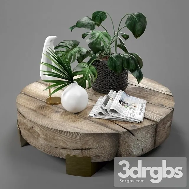 Decorative Set Wood Table 3dsmax Download